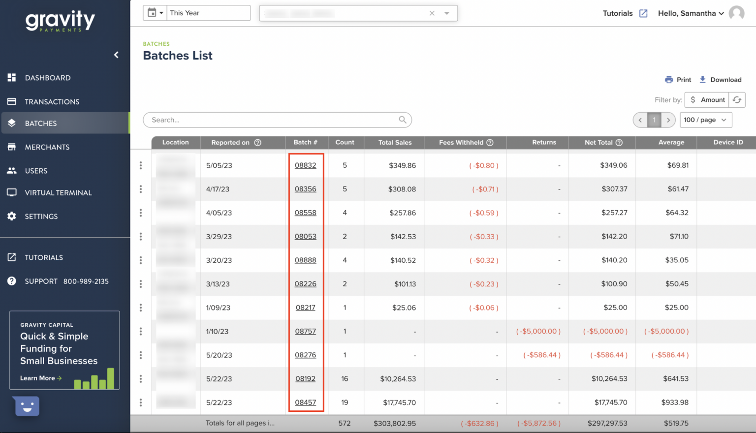 Batch Reporting · Gravity Payments Documentation