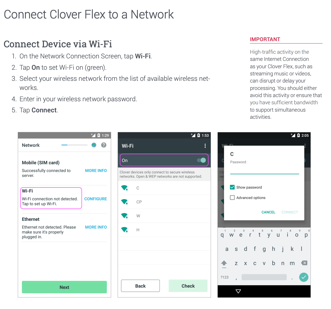 Connect Clover Flex to a Network instructions and diagram